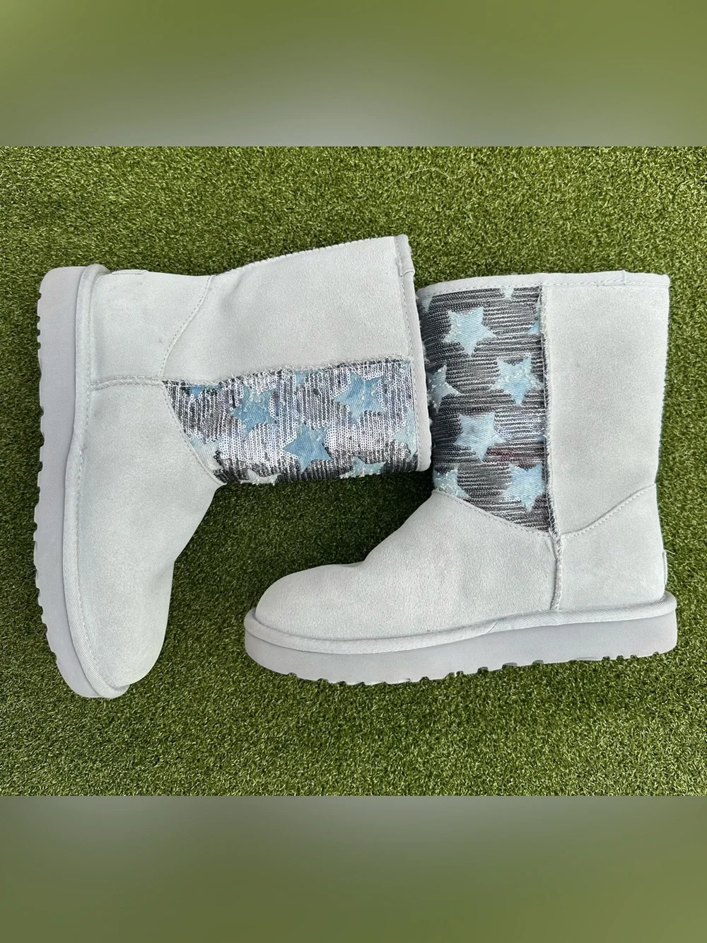 UGG Light Gray Sequin Star Mid-Calf Boots Number 8
